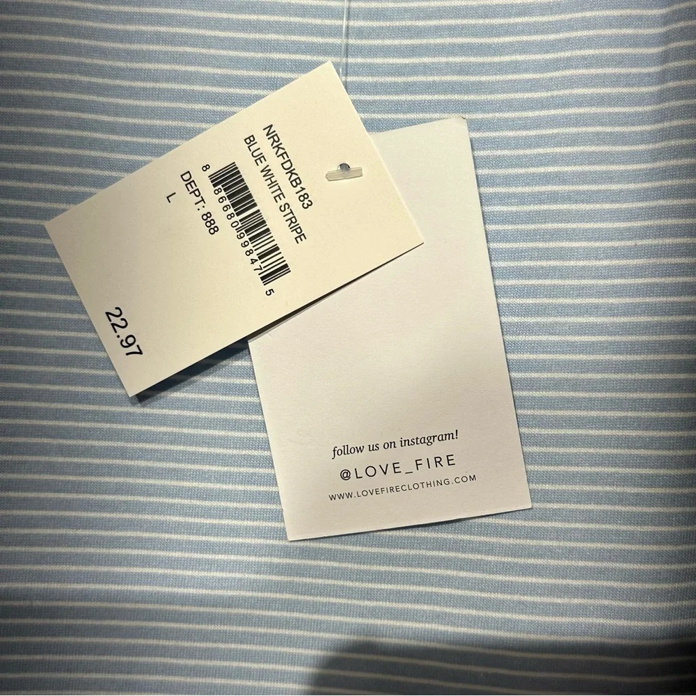 NWT Love Fire Crew Neck Girls Tiered Blue & White Striped Tank Dress Large